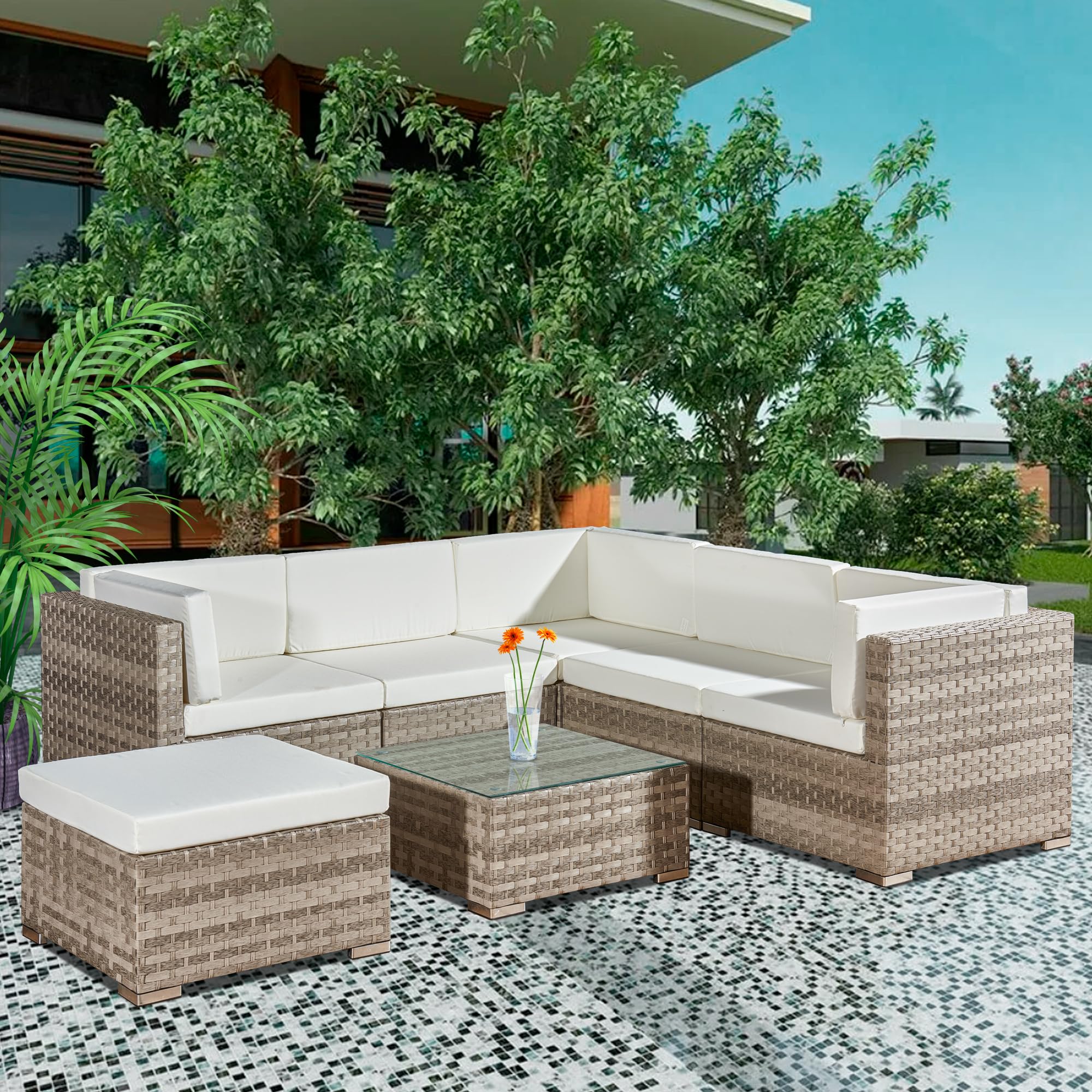 L-Shaped 6 Seater outdoor Outdoor Furniture
